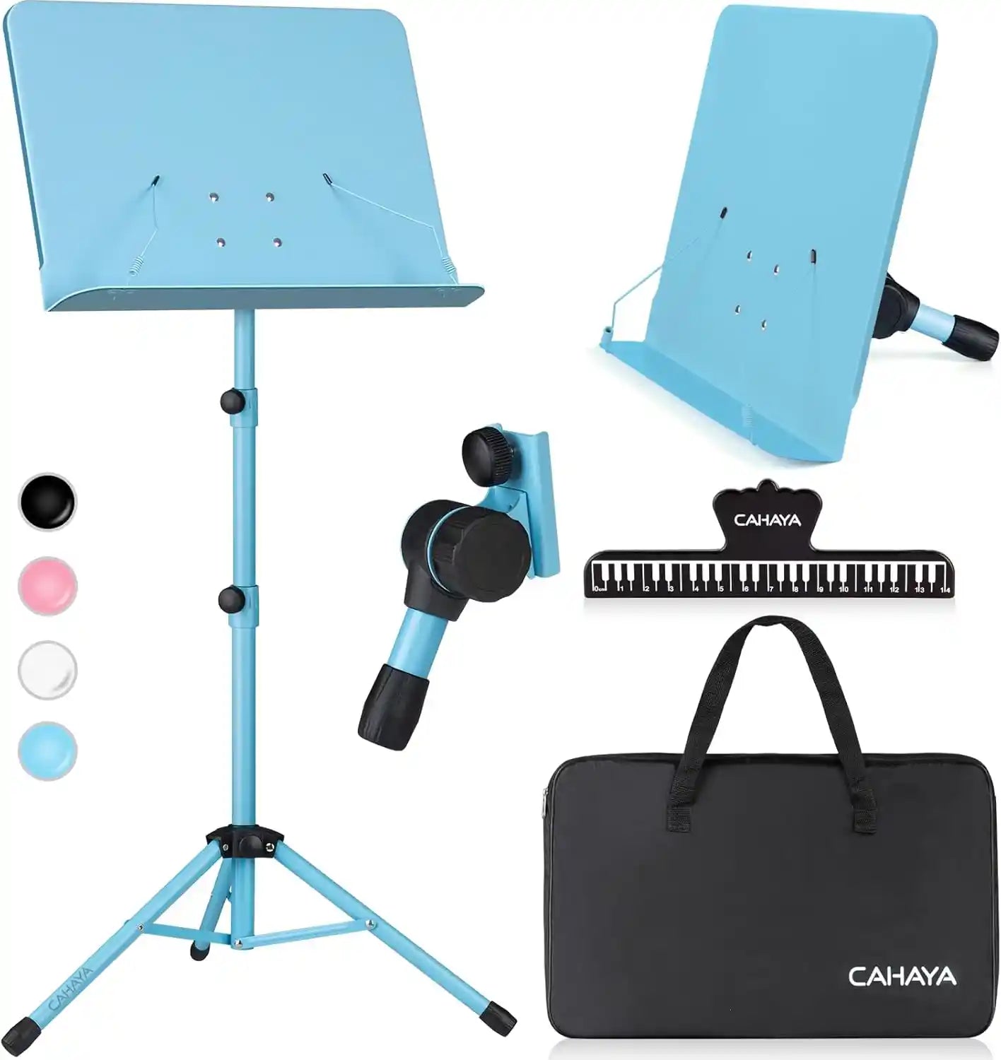 2-in-1 Metall Notenständer klappbar & höhenverstellbar Blau CAHAYA