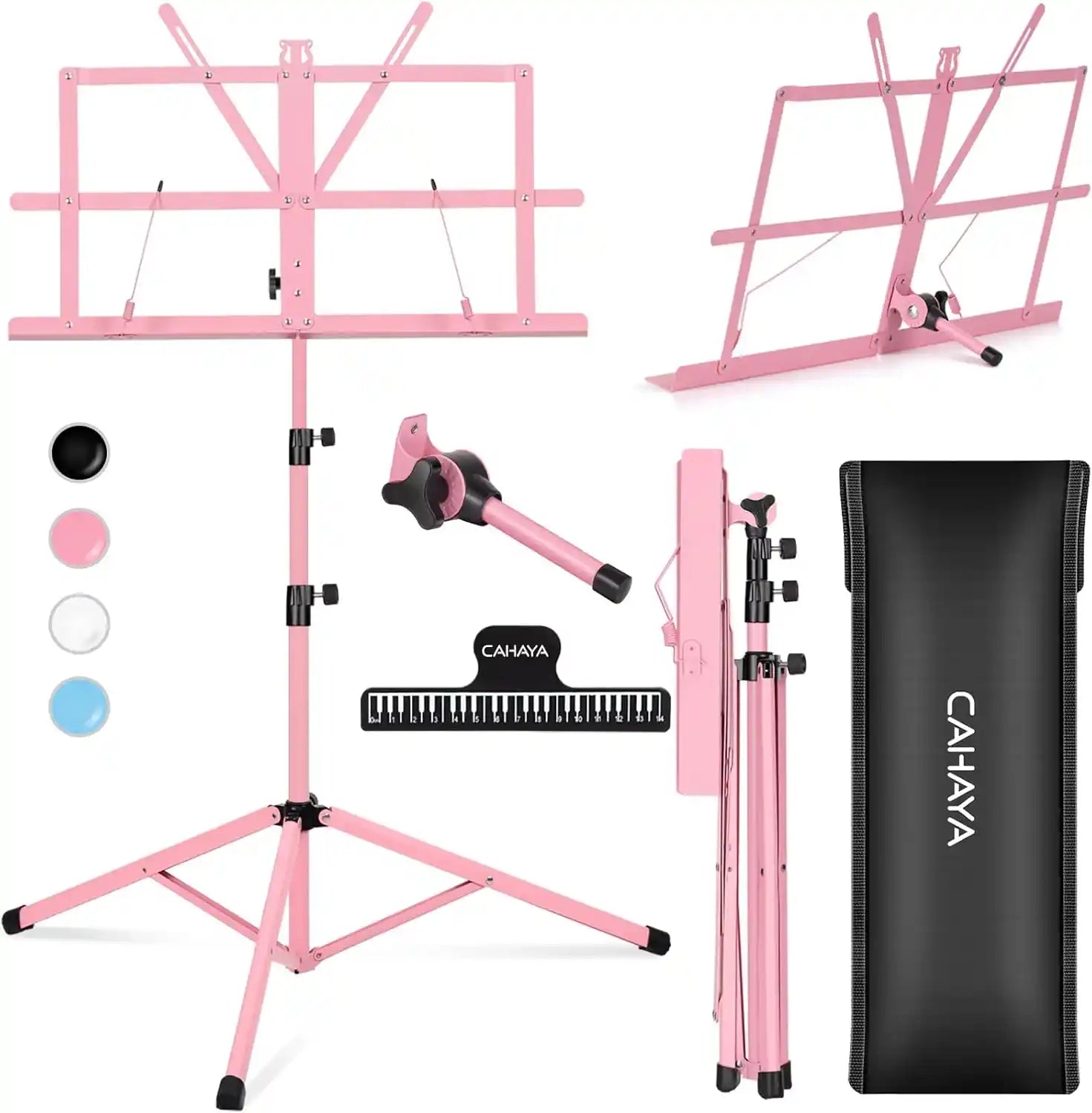 Faltbarer Metall-Notenständer von CAHAYA – Farbe: Rosa
