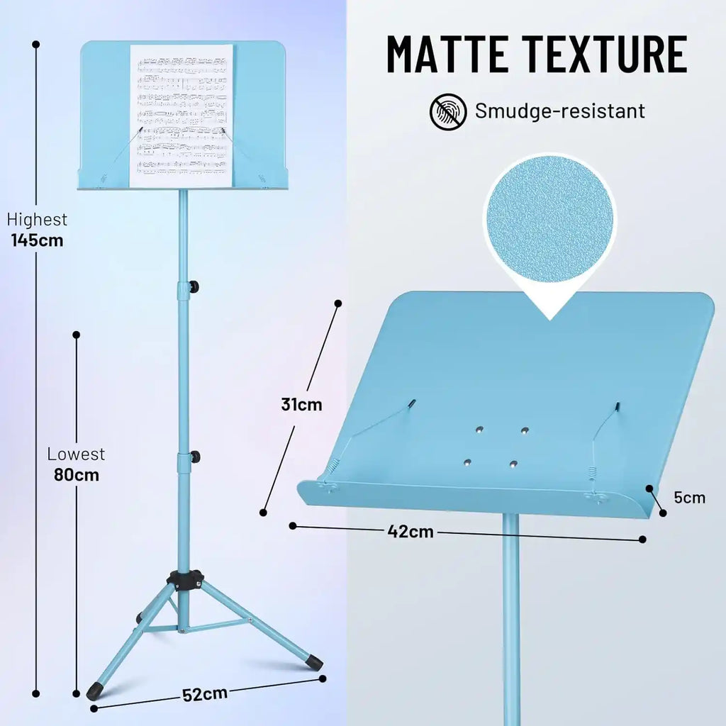 2-in-1 Metall Notenständer klappbar & höhenverstellbar Blau CAHAYA