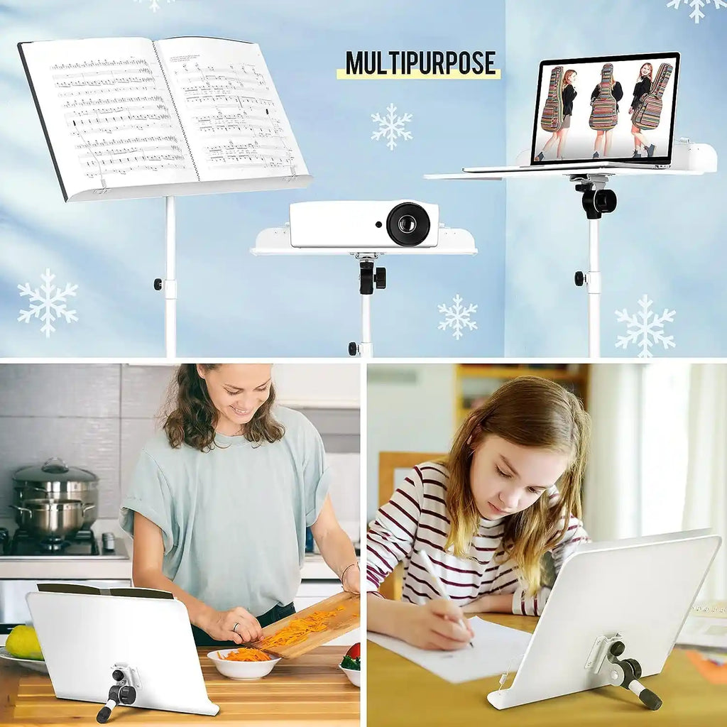 2-in-1 Metall Notenständer klappbar & höhenverstellbar Weiß CAHAYA