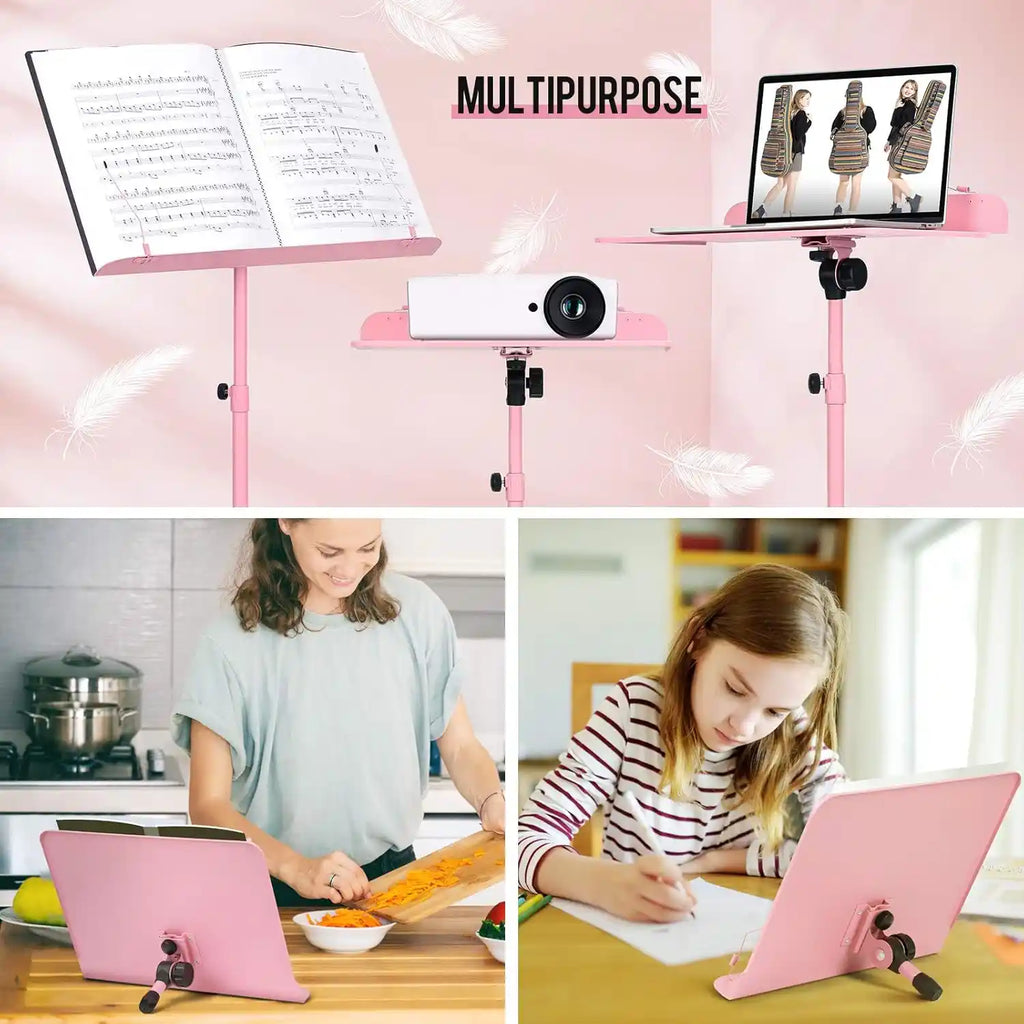 2-in-1 Metall Notenständer klappbar & höhenverstellbar Rose CAHAYA
